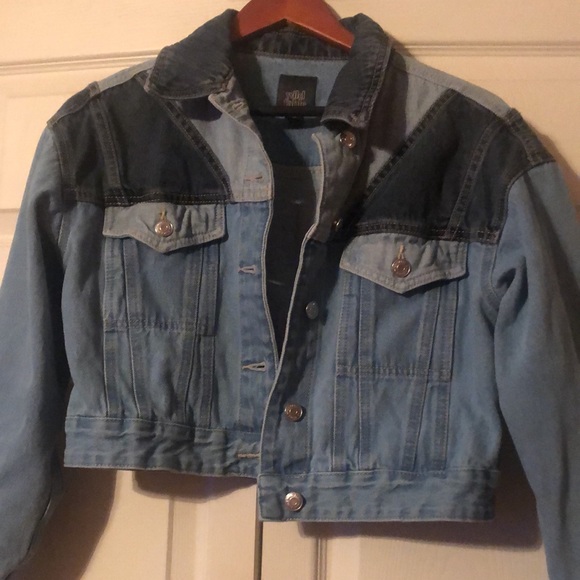 Wild Fable -XS Multi Color Crop Denim Jacket.  Chest pockets. - Picture 2 of 5